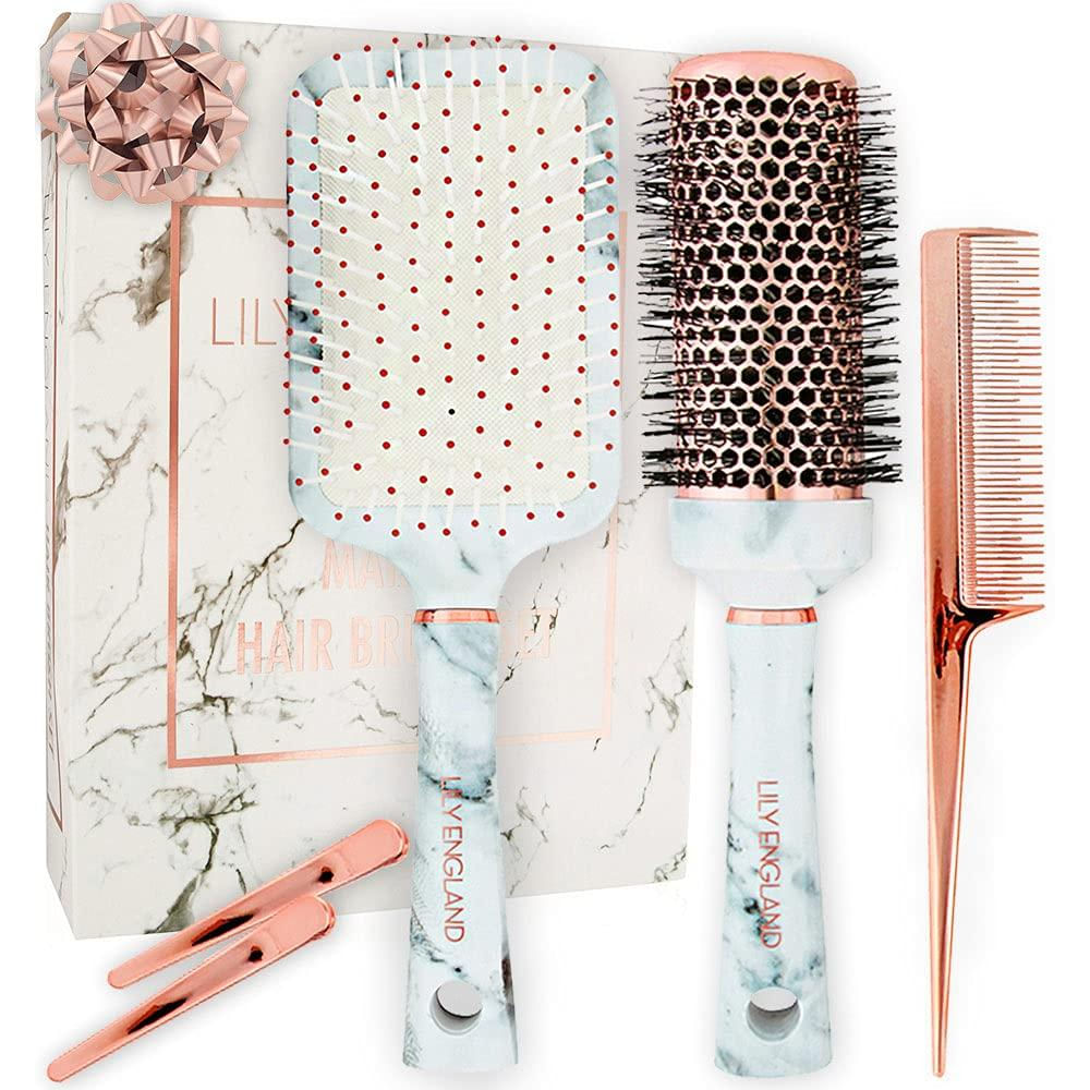 Juego De Cepillos Redondo Peine Y Clips Para El Cabello