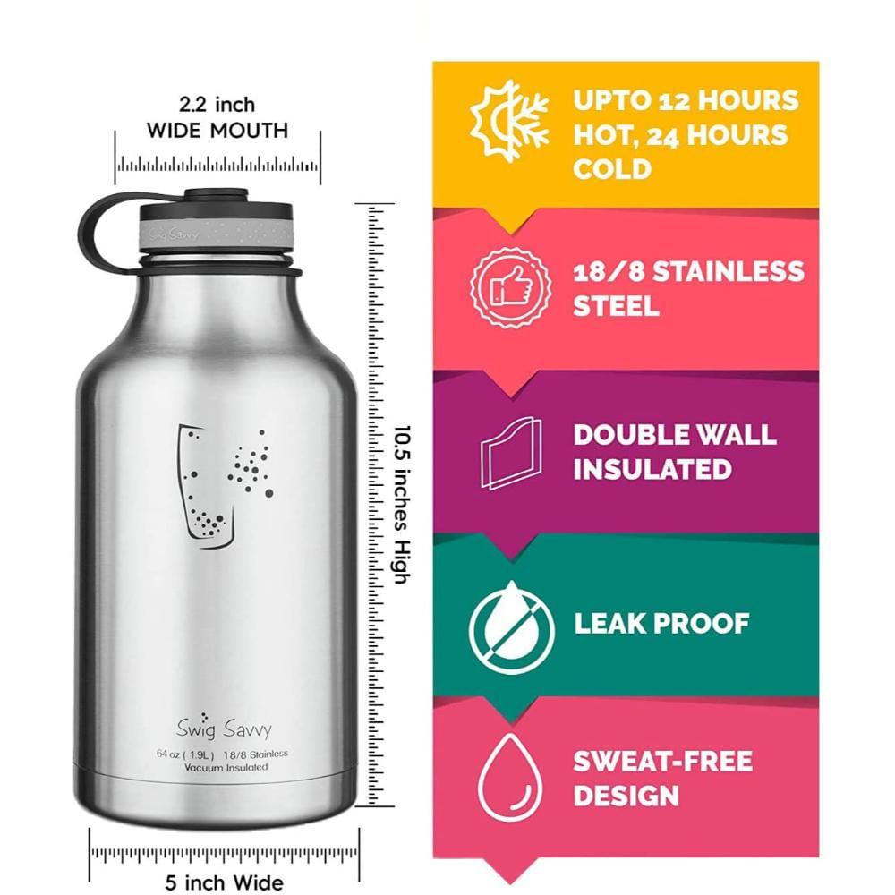 Botella De Acero Inoxidable Jarra De Boca Ancha Swig Savvy img #2
