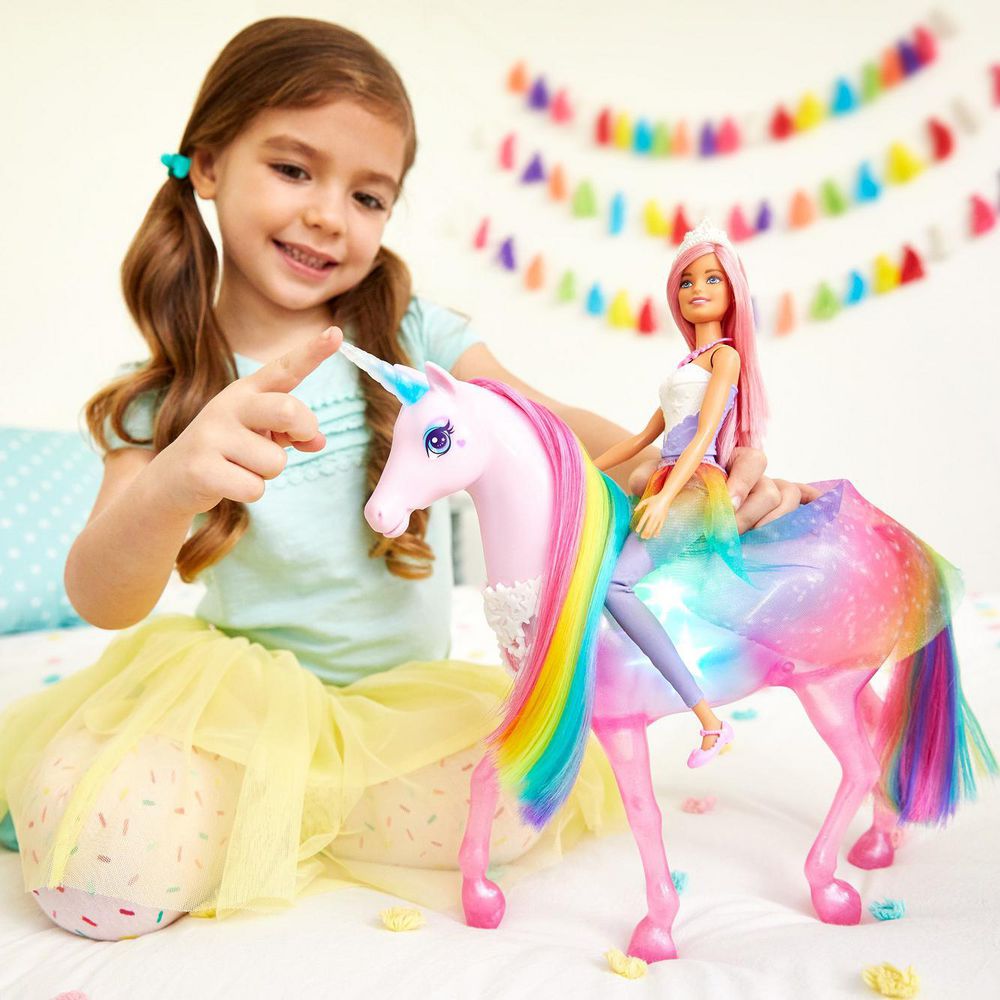 Barbie Unicornio Luces Con Muñeca FXT26 - Juguetilandia