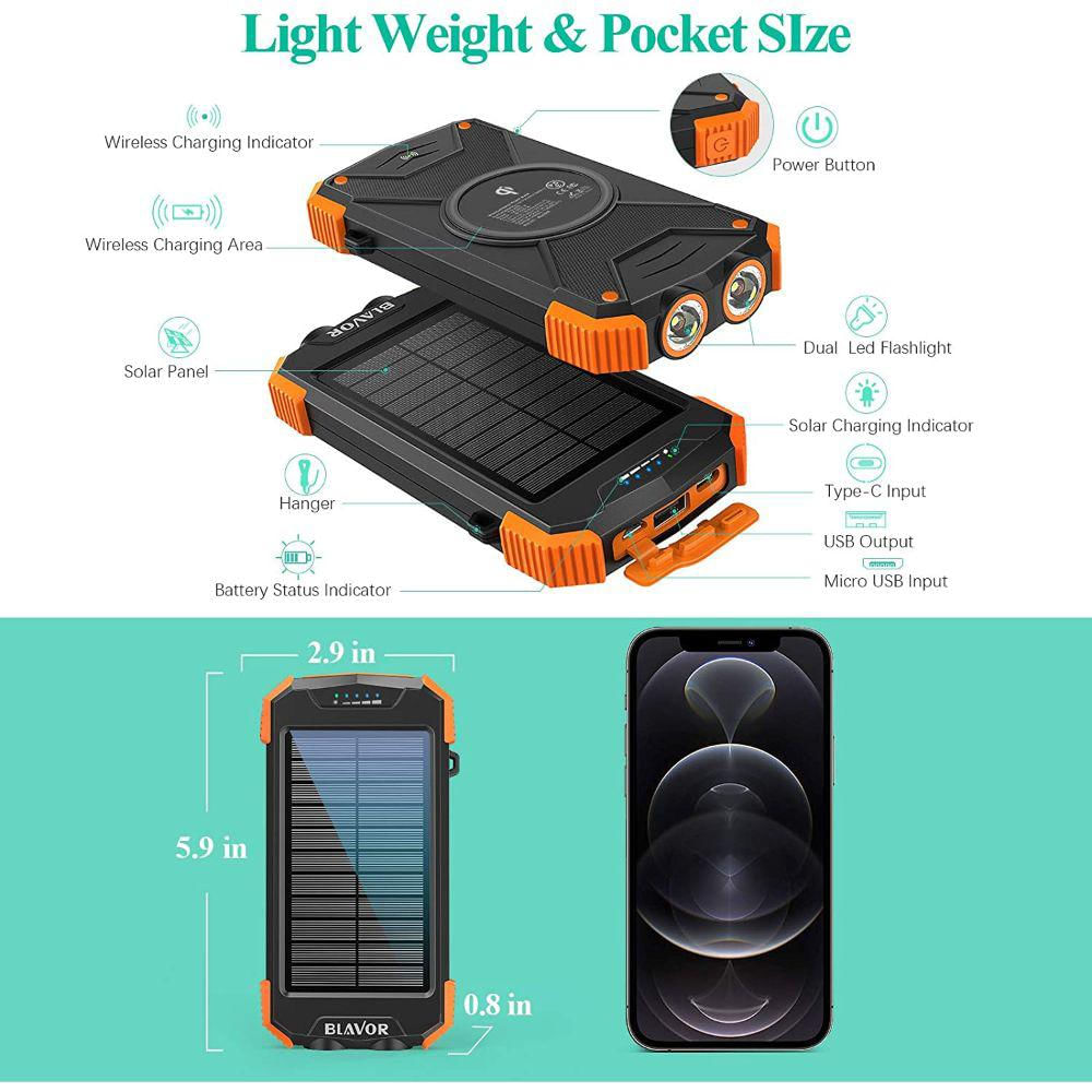 Banco De Energía Solar De 10000Mah Batería Externa Tipo C img #4