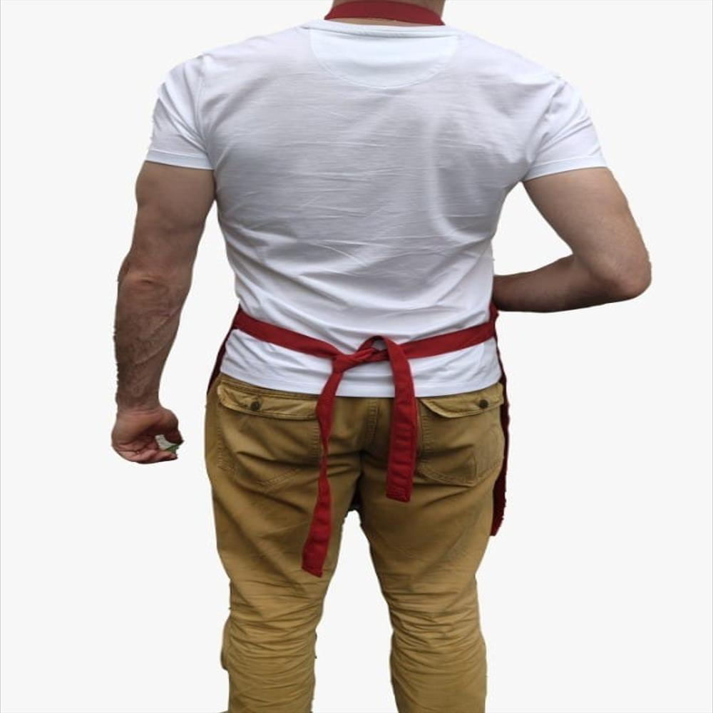 Delantal Ajustable Chef Mesero Profesional Cocina Tela Rojo img #3