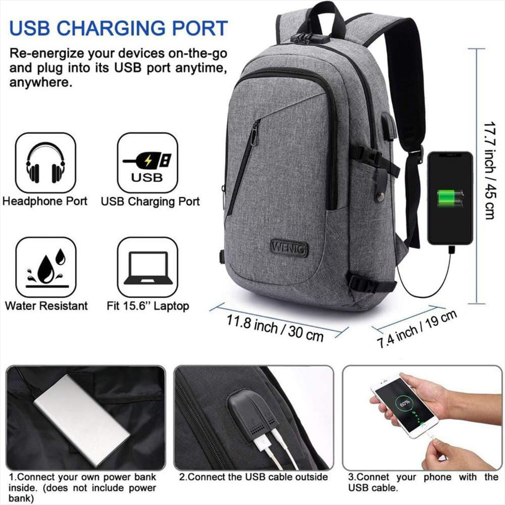 Mochila Para Portatil Con Puerto De Carga Usb Wenig img #2