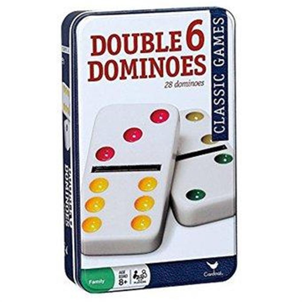 Domino Juego De Mesa 28 Piezas Color Grande Caja Metalica