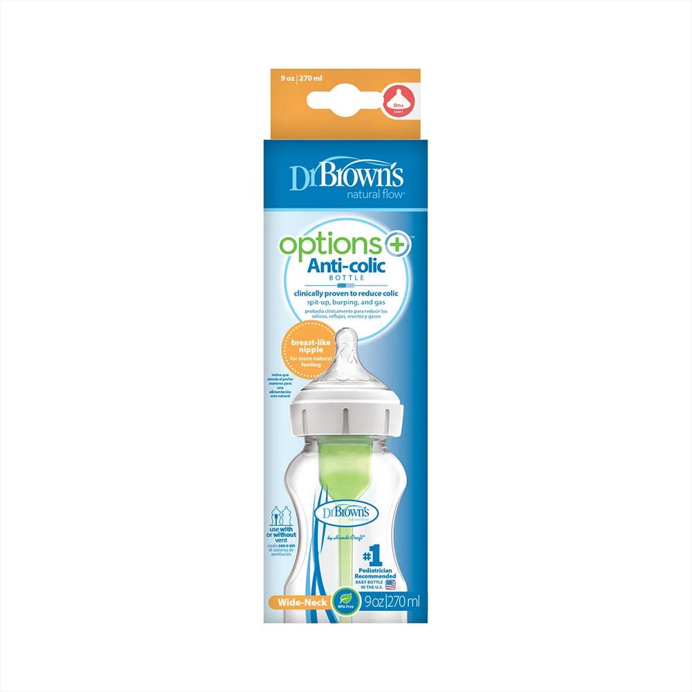 Tetero Dr Brown 270 Ml 9Oz Biberón Boca Ancha Transparente