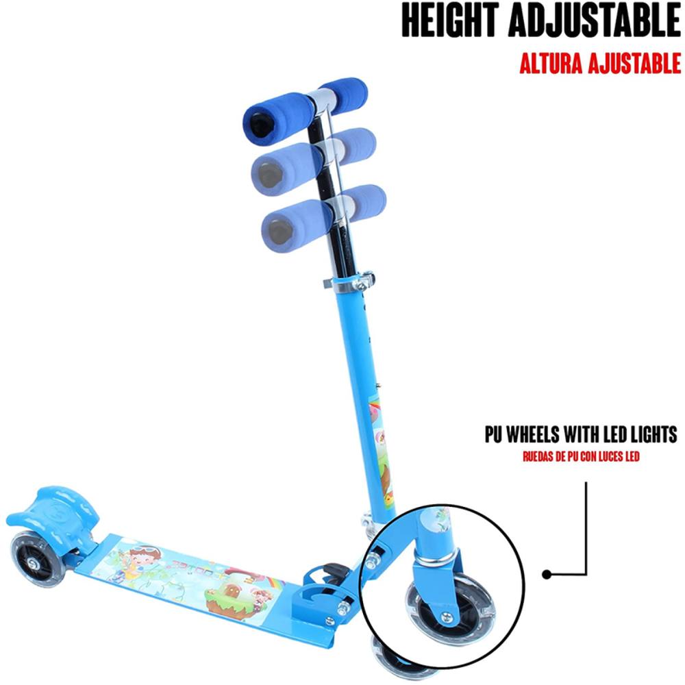 Scooter para niños – Scooter de 3 ruedas para niños y niños pequeños –  Luces LED para ruedas se iluminan al rodar – Manillar ajustable – Interior  y