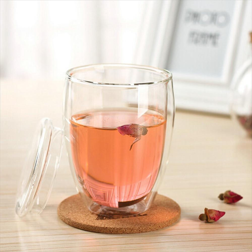 Vaso De Vidrio De Doble Pared Con Tapa De Bambú 350 Ml Ref. V0002 Enca img #5