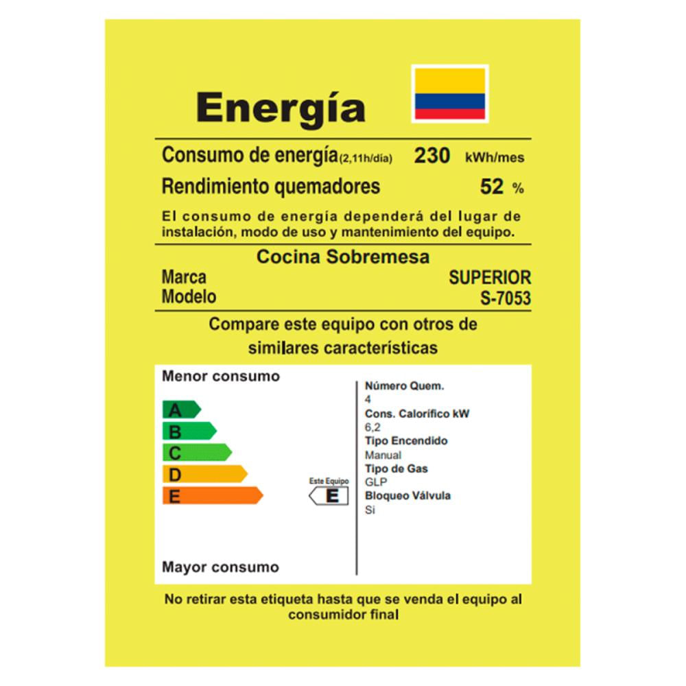 Estufa De Mesa Superior S 7053 Gas Propano 4 Puestos img #4