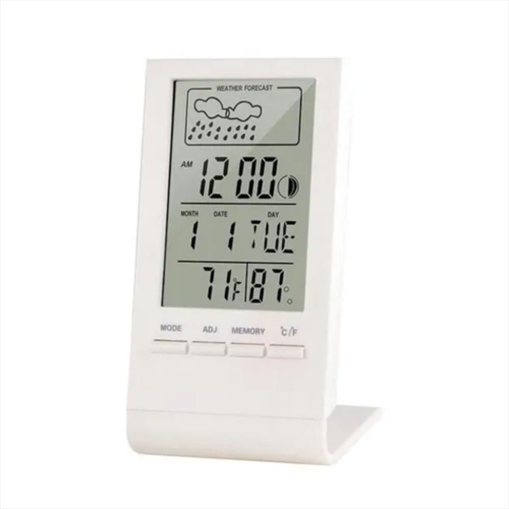 Higrometro Digital Escritorio Termometro Reloj Humedad Blanco Alarma