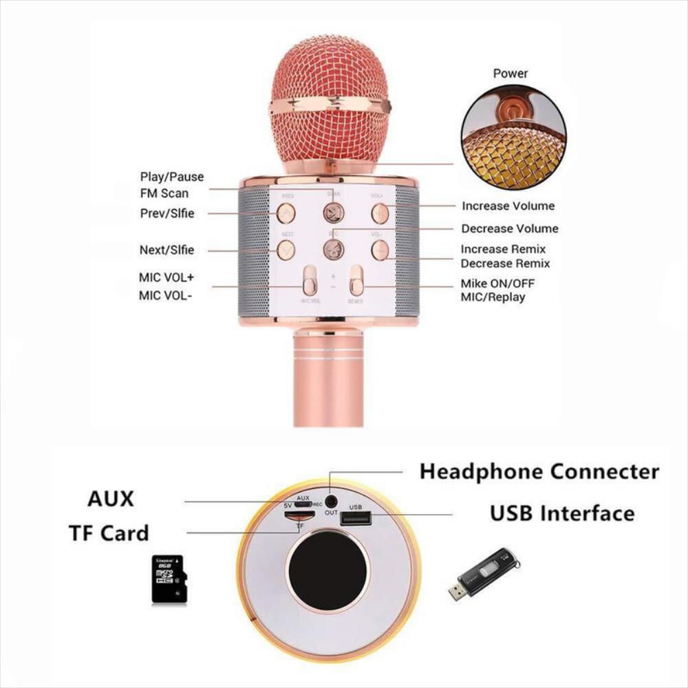 Micrófono inalámbrico con Bluetooth para Karaoke, Base 3 con