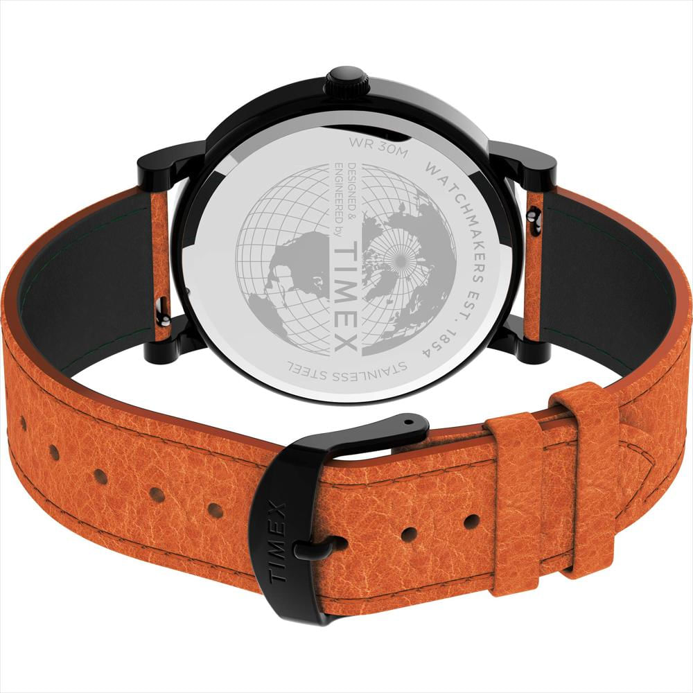 Reloj Timex Para Hombre Tw2u05800 Caja Negra Y Esfera Con Correa De Piel Auténtica Marrón img #4