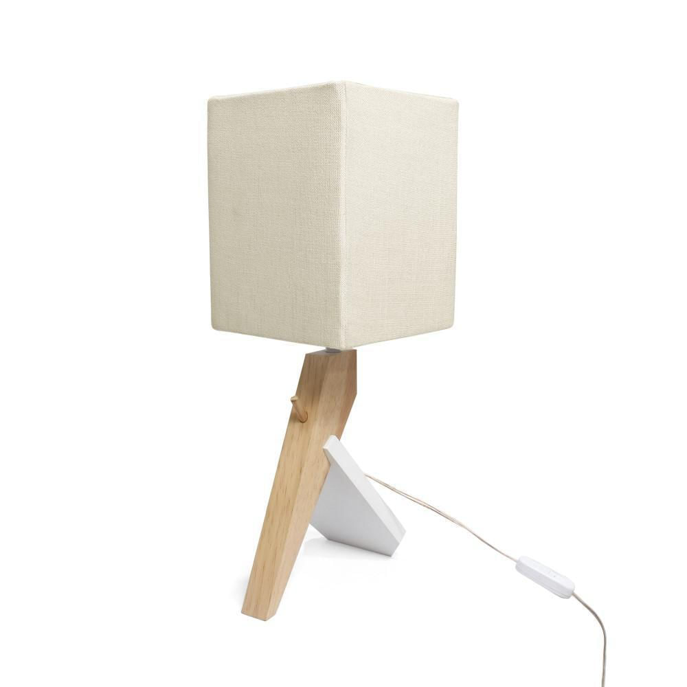 Lámpara De Mesa Zapala Champagne Base Blanca
