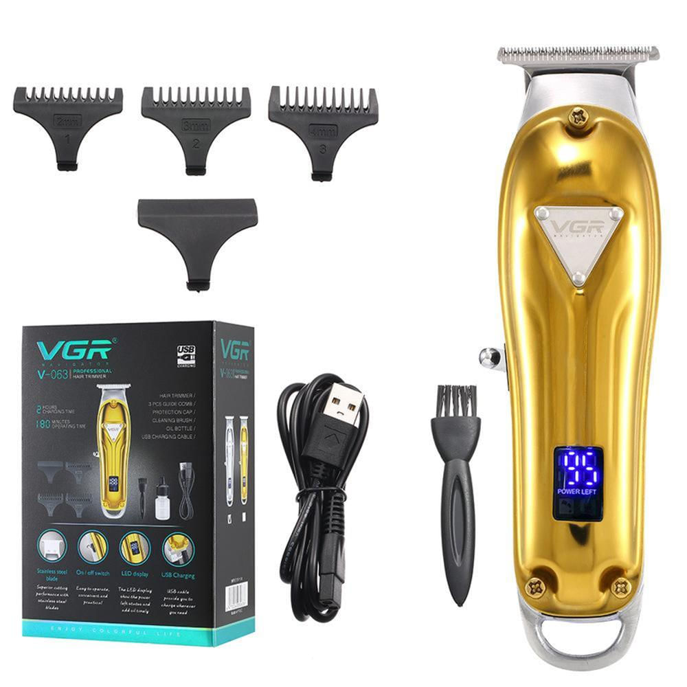 Vgr V 063 Maquina Corta Pelos Profesional Recargable Usb Lcd Dorada img #1