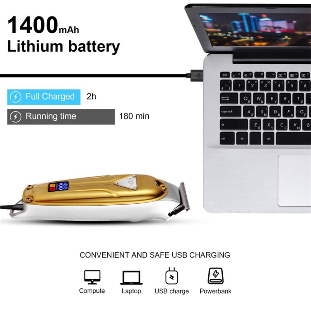 Vgr V 063 Maquina Corta Pelos Profesional Recargable Usb Lcd Dorada img #5