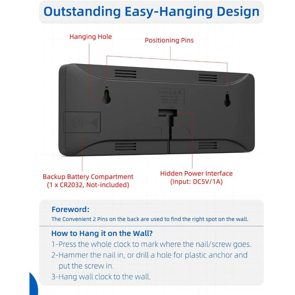 Reloj Digital Led Dígitos Grandes Y Atenuación Automática img #3