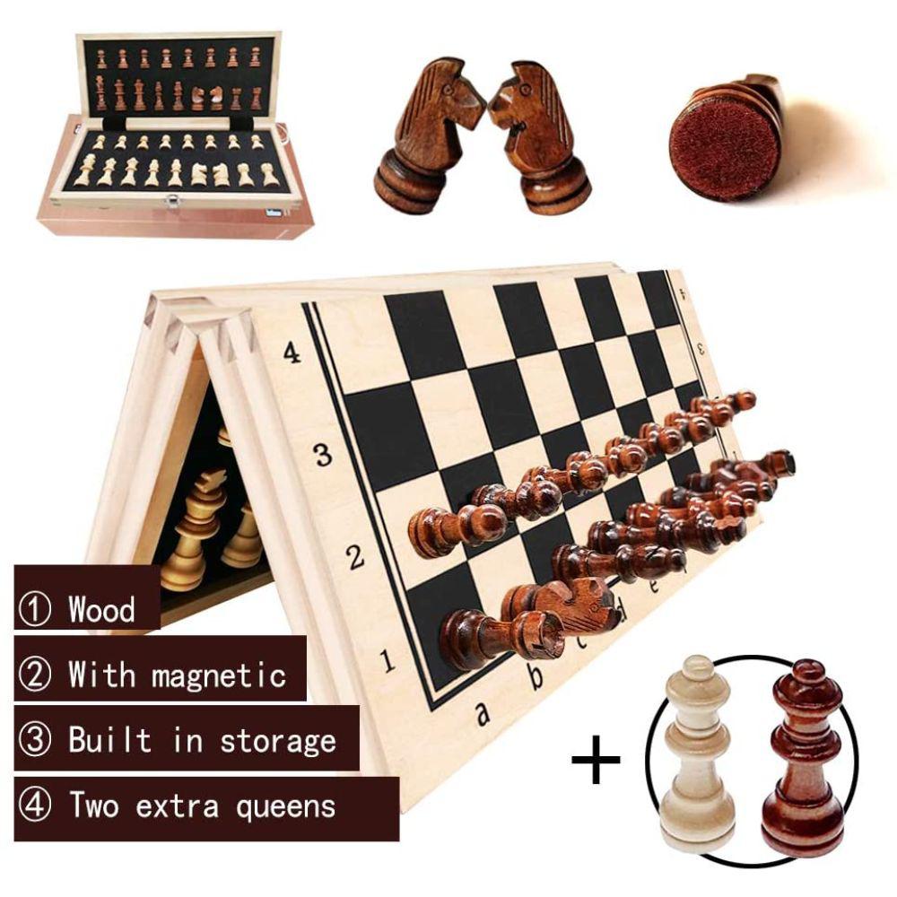 Juego de mesa de ajedrez magnético y temporizador de reloj de ajedrez de  madera, mecanismo de bobina, tablero de ajedrez de 14 x 14 pulgadas,  ajedrez