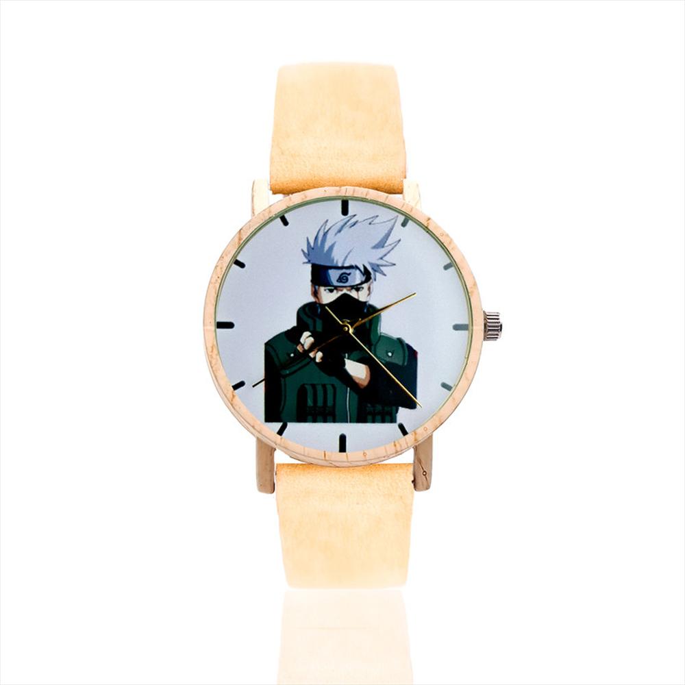 Reloj Kakashi Hatake Estilo Madera Cafe Claro
