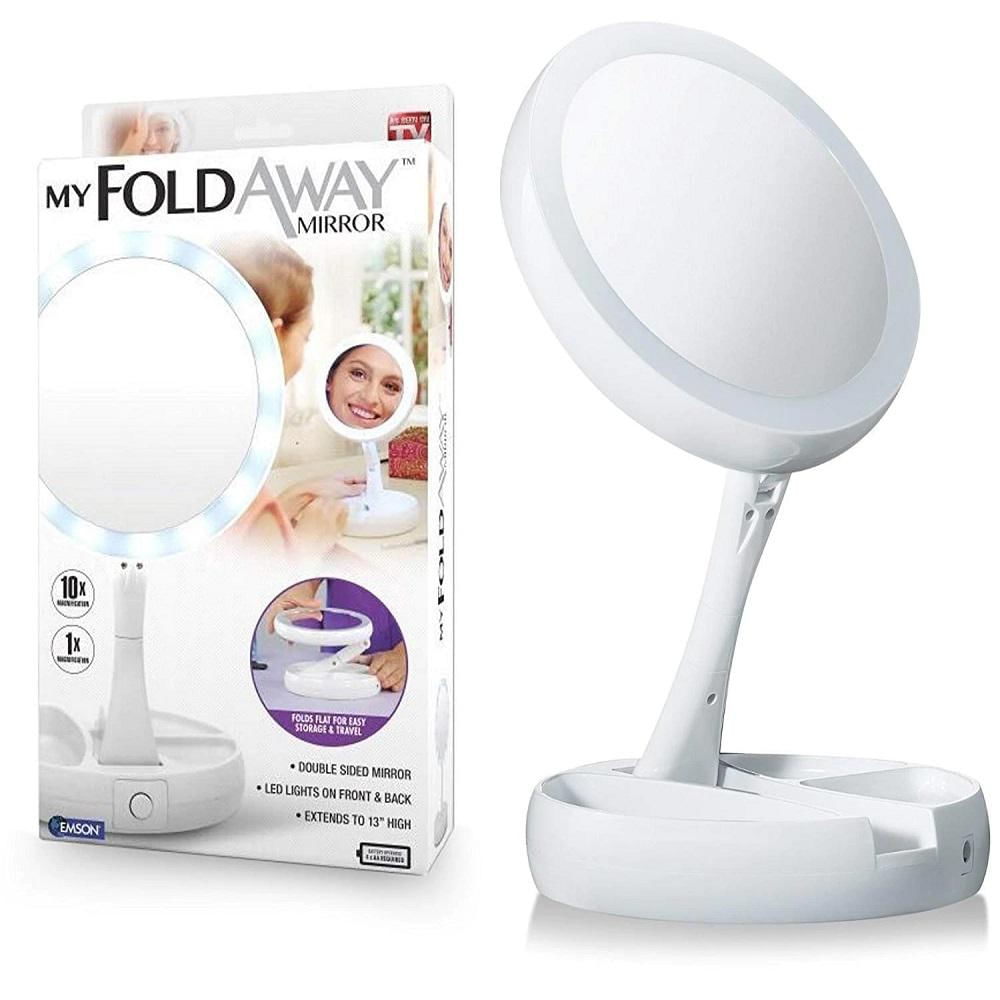 Espejo Doble Plegable Con Luz Led