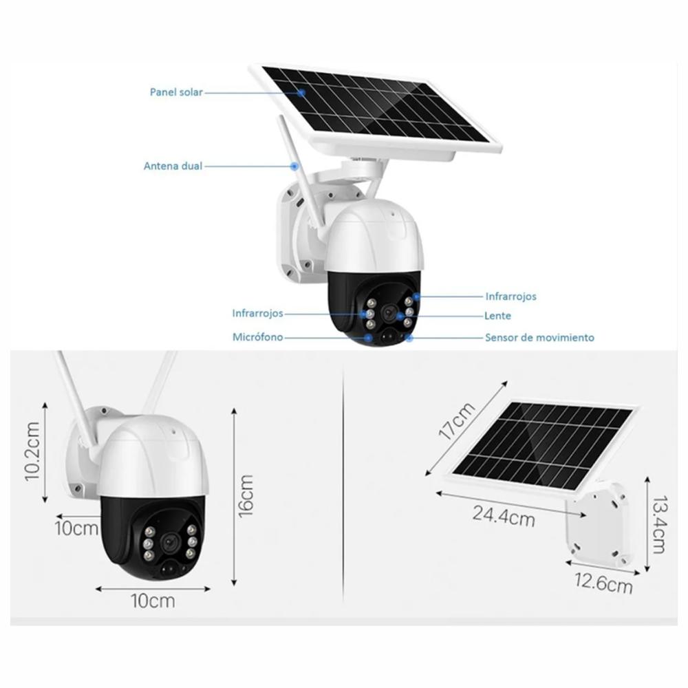 Cámara 4G Con Tarjeta Sim Ptz Domo 360° + Panel Solar Exterior Zeylink