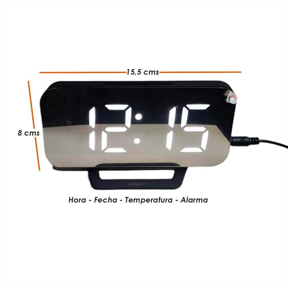 Reloj De Mesa Led Con Espejo Inteligente Digital Temperatura EL GENERAL