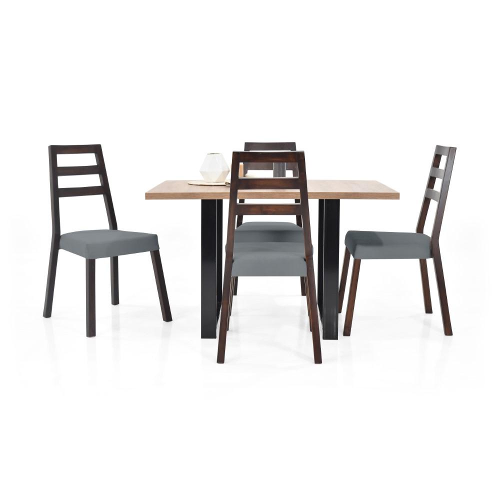 Comedor 4 Puestos Marsella Duncan Mácula Sillas Tela Gris img #3