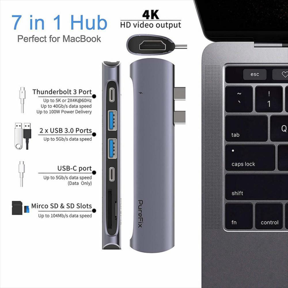 Adaptador USB tipo C Dongle para MacBook Pro 7 en 1 img #2