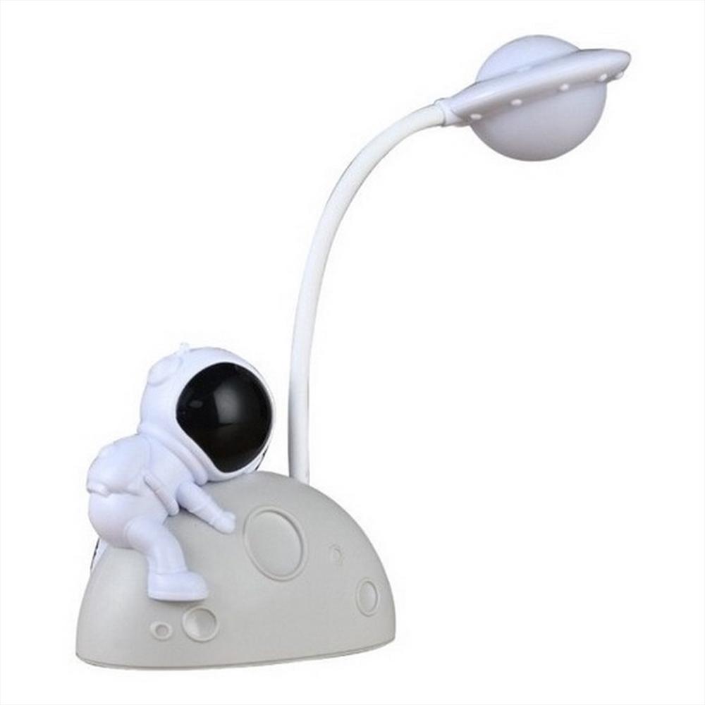 Lampara Luna Astronauta Acostado 3D Recargable Escritorio Mesa Blanca