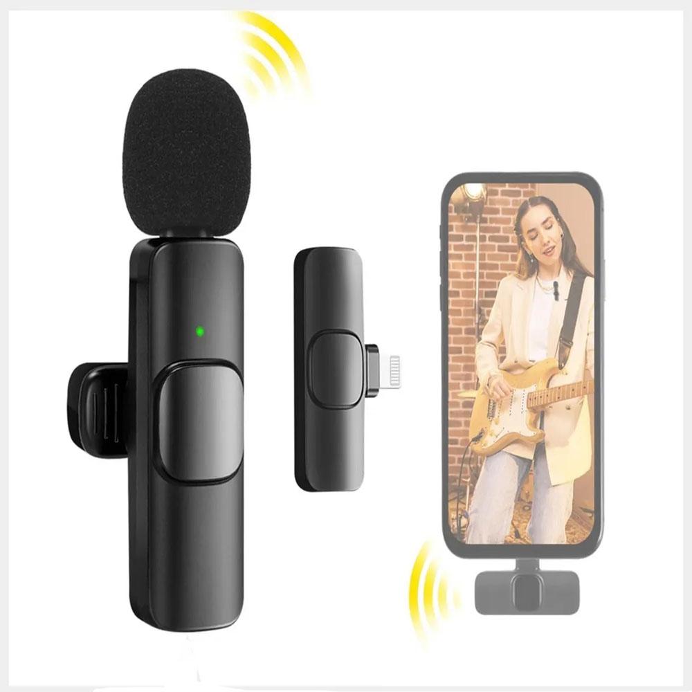 Micrófono inalámbrico para iPhone 15, Android, iPad con adaptador y funda  de carga, 2 paquetes de batería de 10 horas de duración, micrófono de  solapa