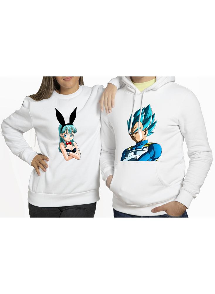 Buzo Buso Saco Hoodie Blanco Pareja Vegeta Y Bulma XS Blanco