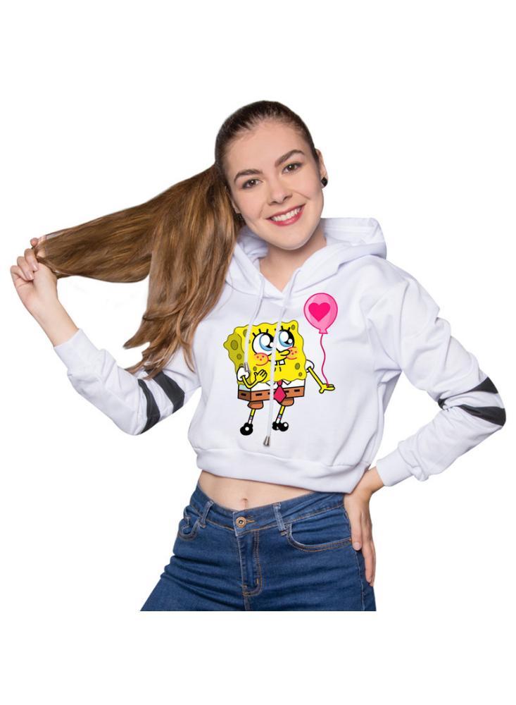 Buzo Buso Saco Hoodies Blanco Bob Esponja Con Globo 8 Blanco