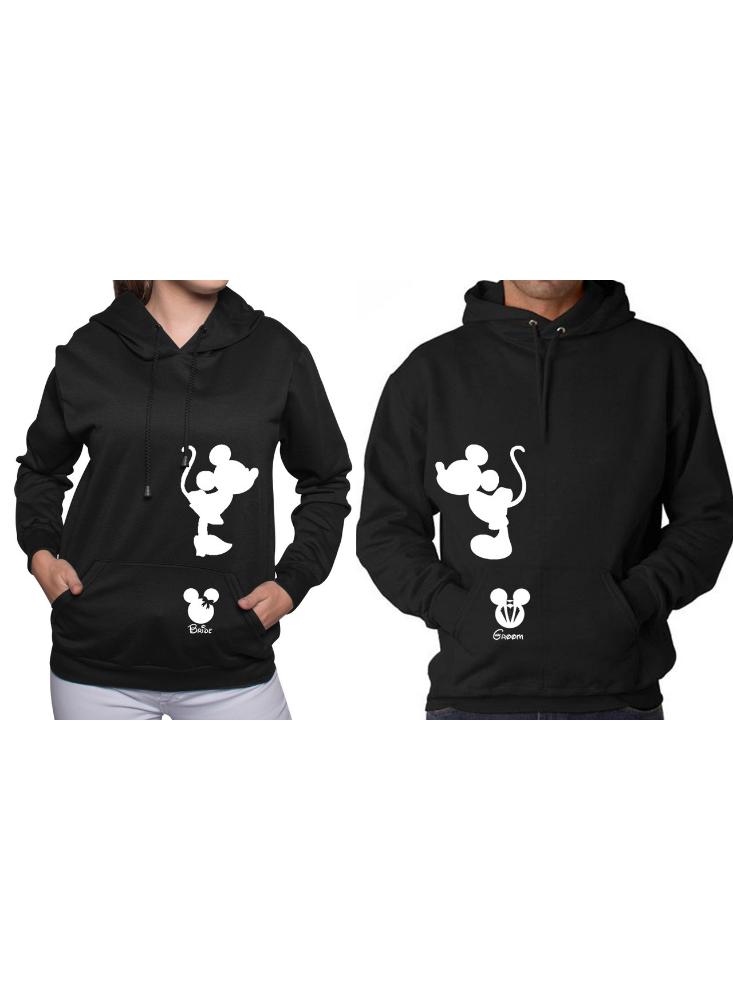 Buzo Buso Saco Hoodies Negro Pareja Minnie Y Mickey S Negro