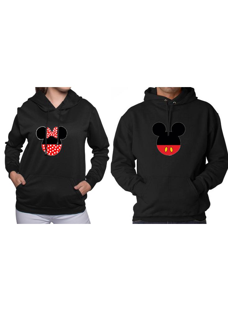 Buzo Buso Saco Hoodie Negro Pareja Minnie Mouse Y Mickey 6 Negro