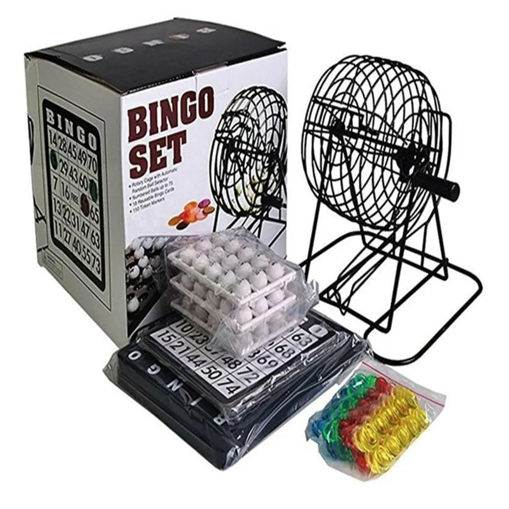 Bingo Familiar Balotera Metálica Juego Mesa Tradicional Lujo