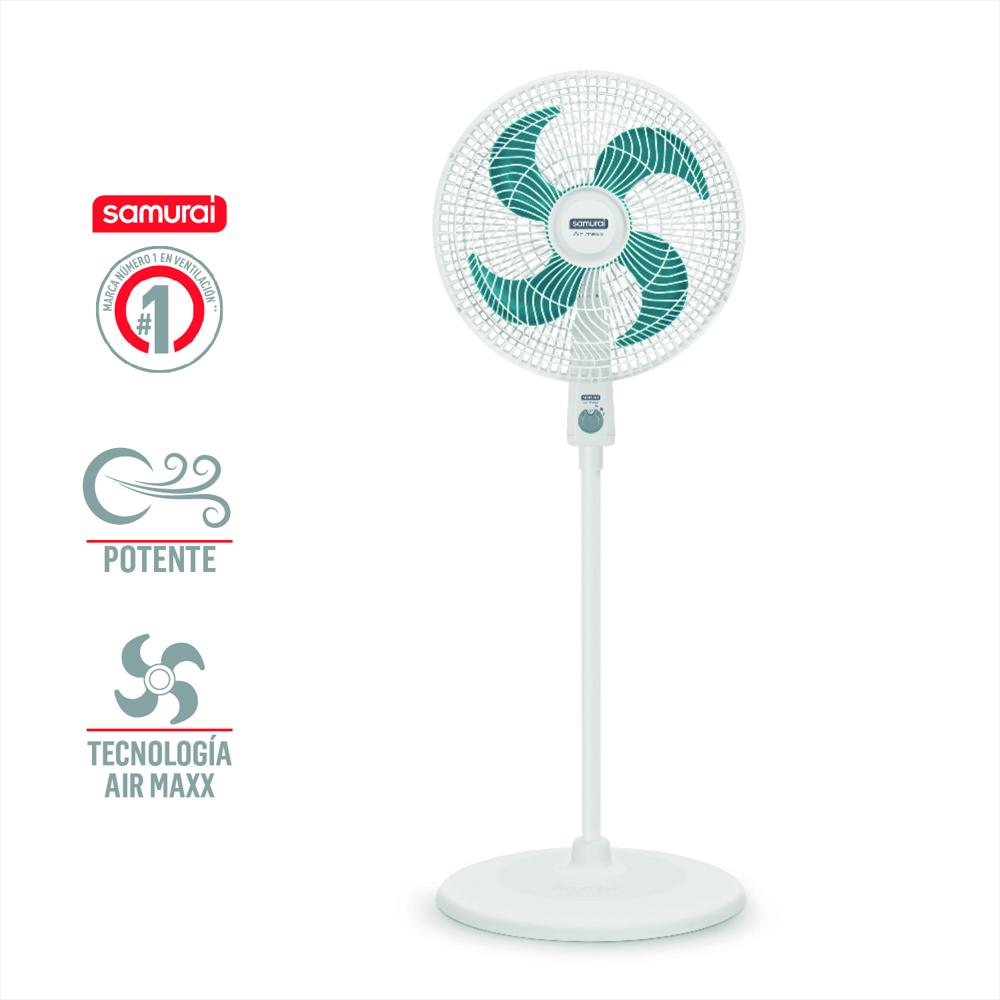 Ventilador Samurai Air Maxx Blanco Con Azul 3 Velocidades 4 Aspas
