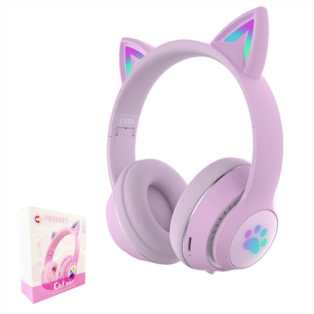 Auriculares inalámbricos con Bluetooth para niño y niña, audífonos con  astas y orejas de gato para