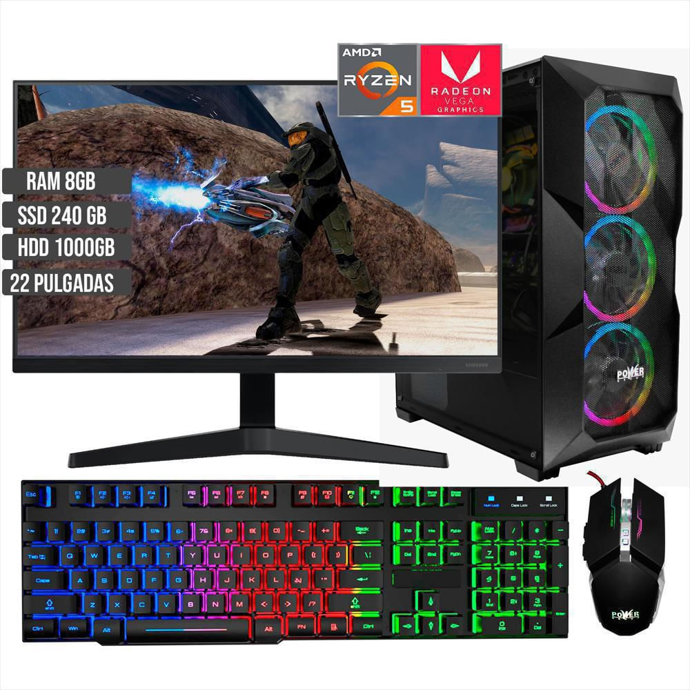 Computador Pc Torre Gamer Power L38 Amd Ryzen 5 3400G Ssd 240Gb + Hdd 1Tb Ram 8Gb Led22 Full H img #1