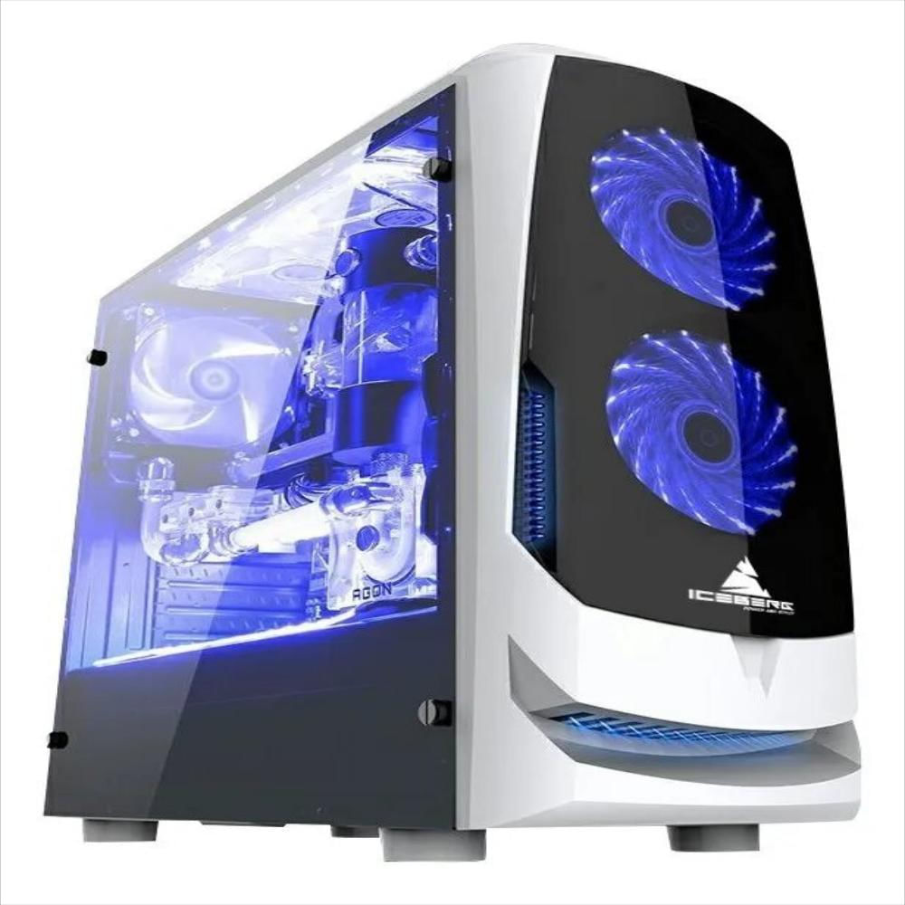 Caja Gabinete Iceberg Gate 9 + Vidrio Templado + 3 Fans 120m - Blanco