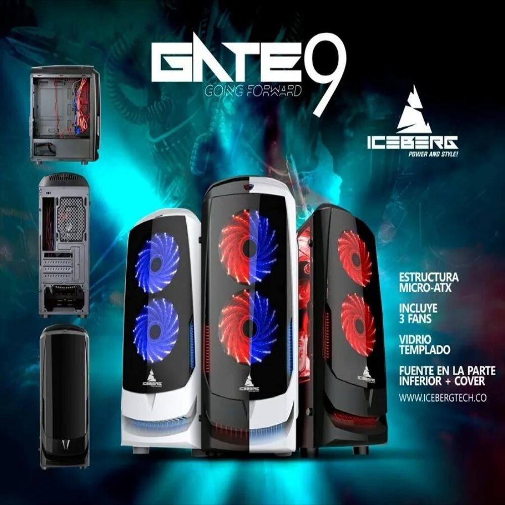 Caja Gabinete Iceberg Gate 9 + Vidrio Templado + 3 Fans 120m - Negro img #2
