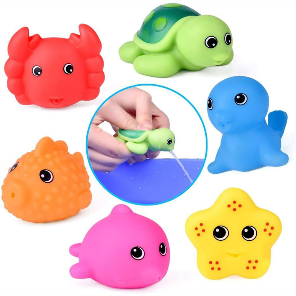  Lindos juguetes de baño de animales marinos para niños, 6  juguetes de baño no tóxicos para bebés de 6 meses en adelante, juguetes  educativos de baño para niños pequeños de 1