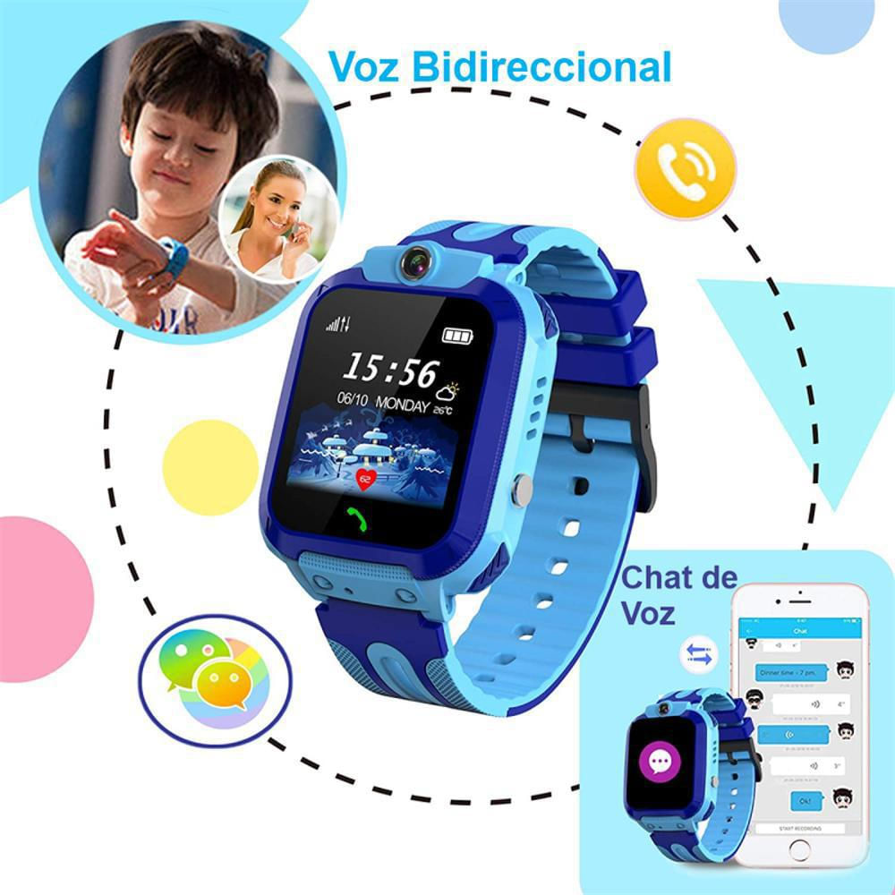Reloj Inteligente Para Niños Gps Tracker Cámara Táctil Q12 Azul
