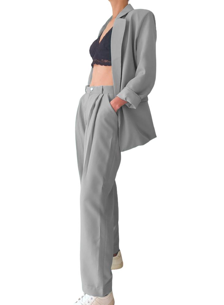 Conjunto Traje Mujer Pantalon Y Blazer Chaqueta Formal Informal Color Gris  S Gris
