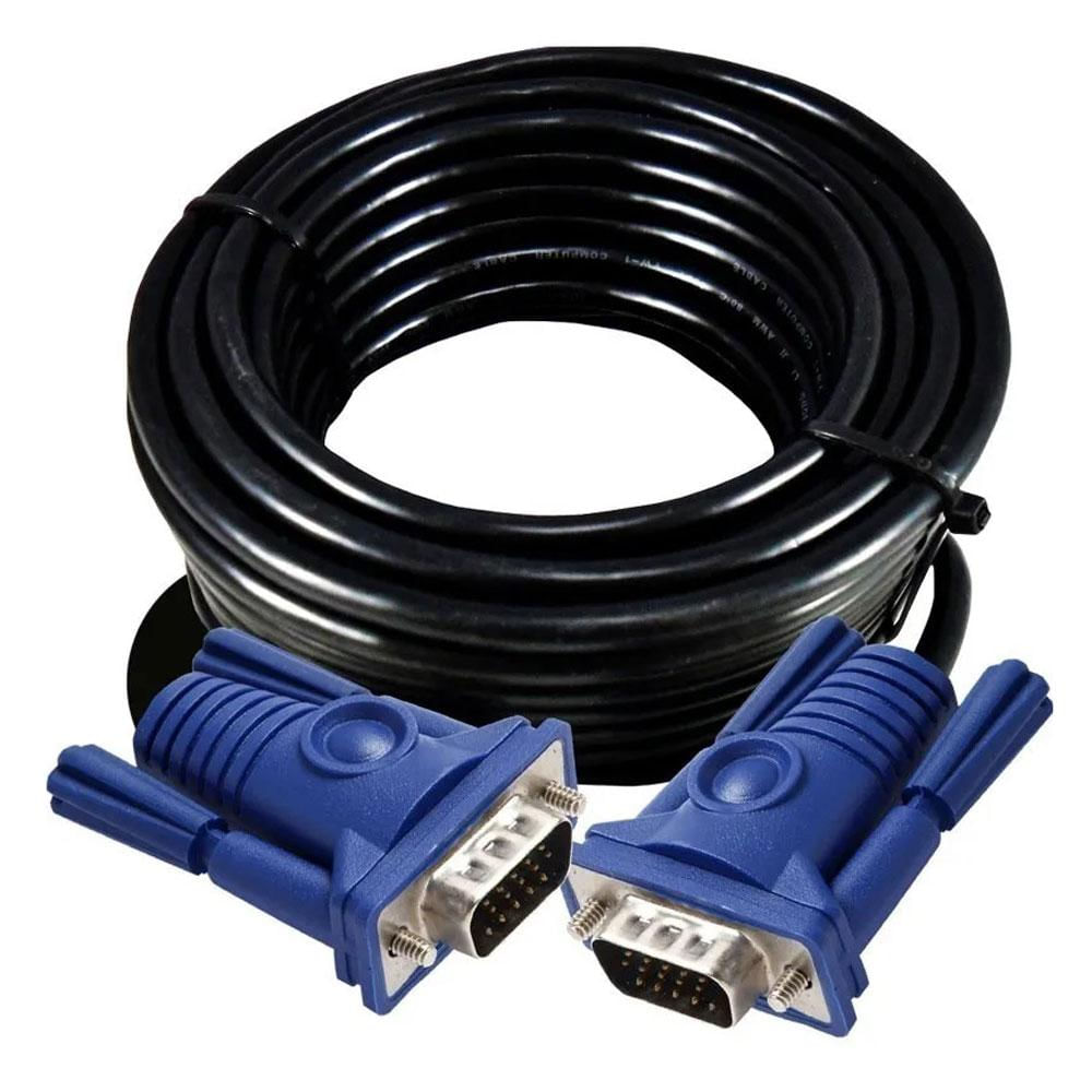 Cable Vga Vga Negro Filtro Azul 15 Metros Monitor Computación Macho
