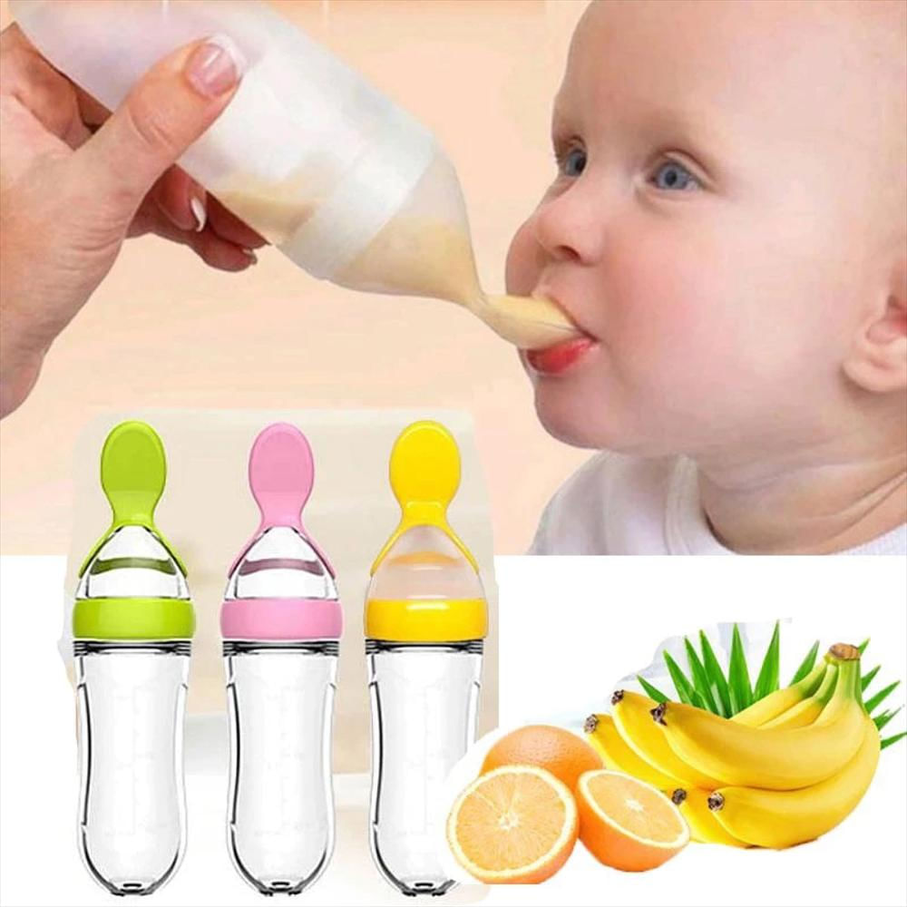 Biberón Tetero+Cuchara Silicona Dispensador De Comida Blanco