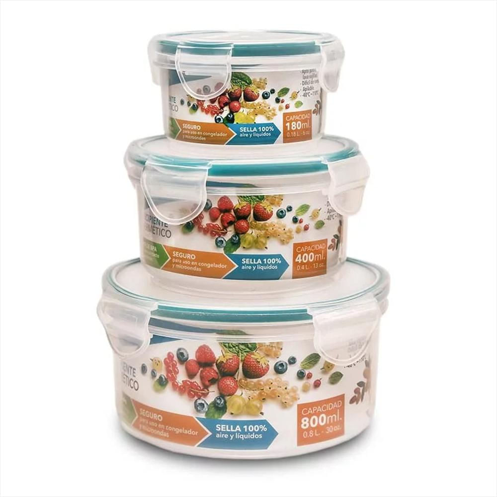 Set X3 Recipientes Home Elements Hermético Redondo img #1