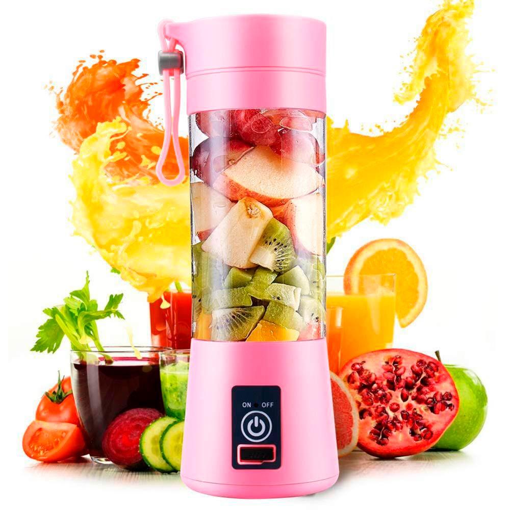 Licuadora Personal Recargable 6 Aspas Color Rosado