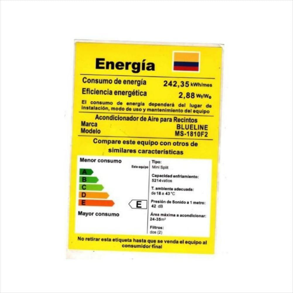 Aire Acondicionado Minisplit 18.000Btu/Hr (1/220V) R 410A Blueline img #5