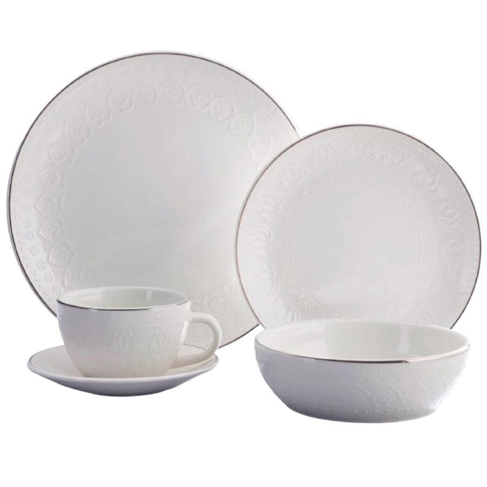 Vajilla 20 Pzas Harmony Plateado Vl161d040120 Blanco