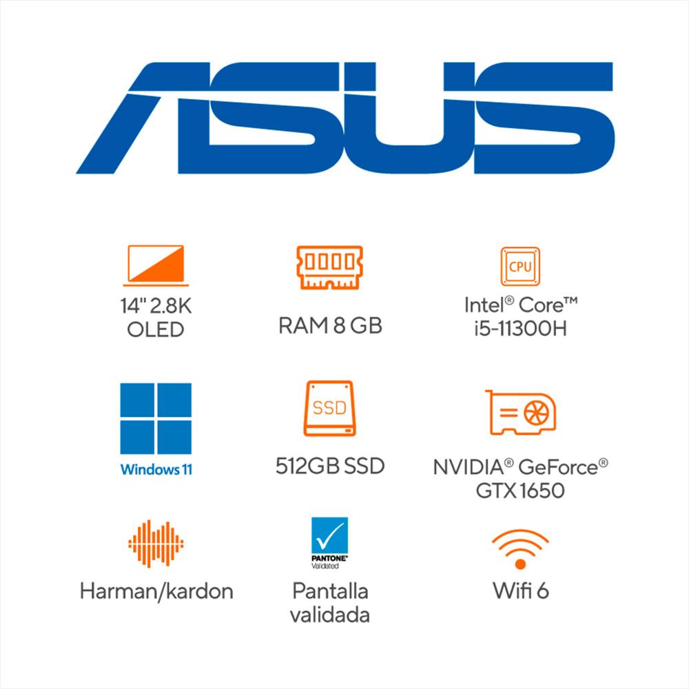Computador Portátil Asus Vivobook Pro Oled 14 pulgadas Pulgadas K3400ph Intel Core I5 Ram 8Gb Disco Ssd 512 Gb Gtx 1650 img #5
