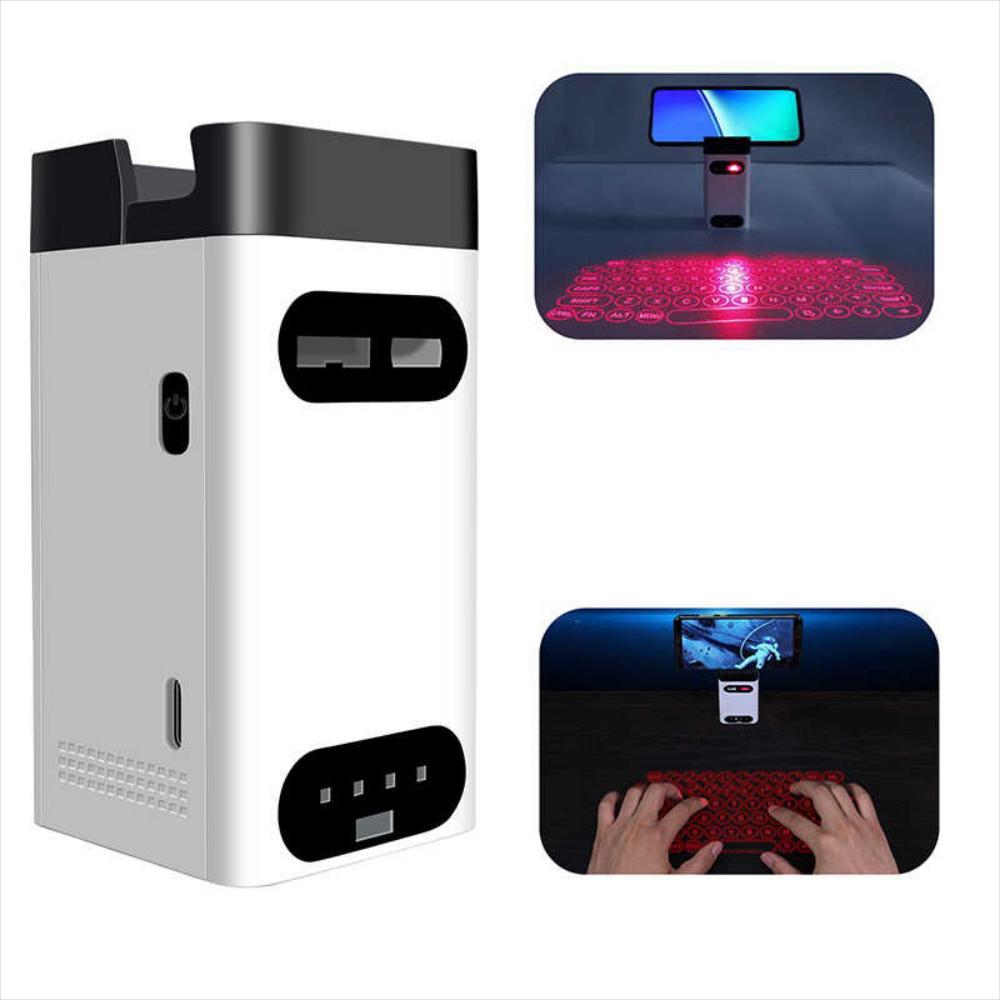 Teclado Laser Con Proyección Keyboard Con Power Bank Blanco img #4