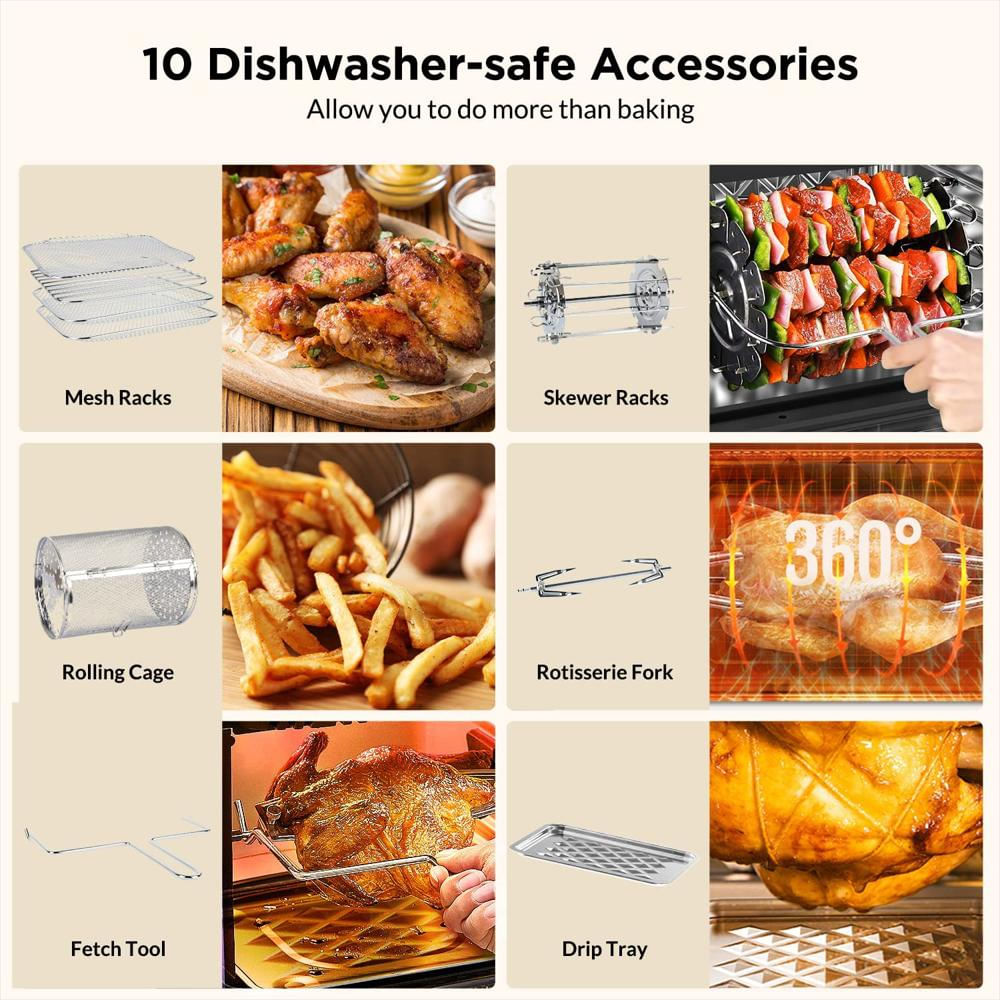 Horno Freidora De Aire 18En1 De 1500W Calmdo Capacidad De 12.7Qt De Convección Para Encimera Color img #4