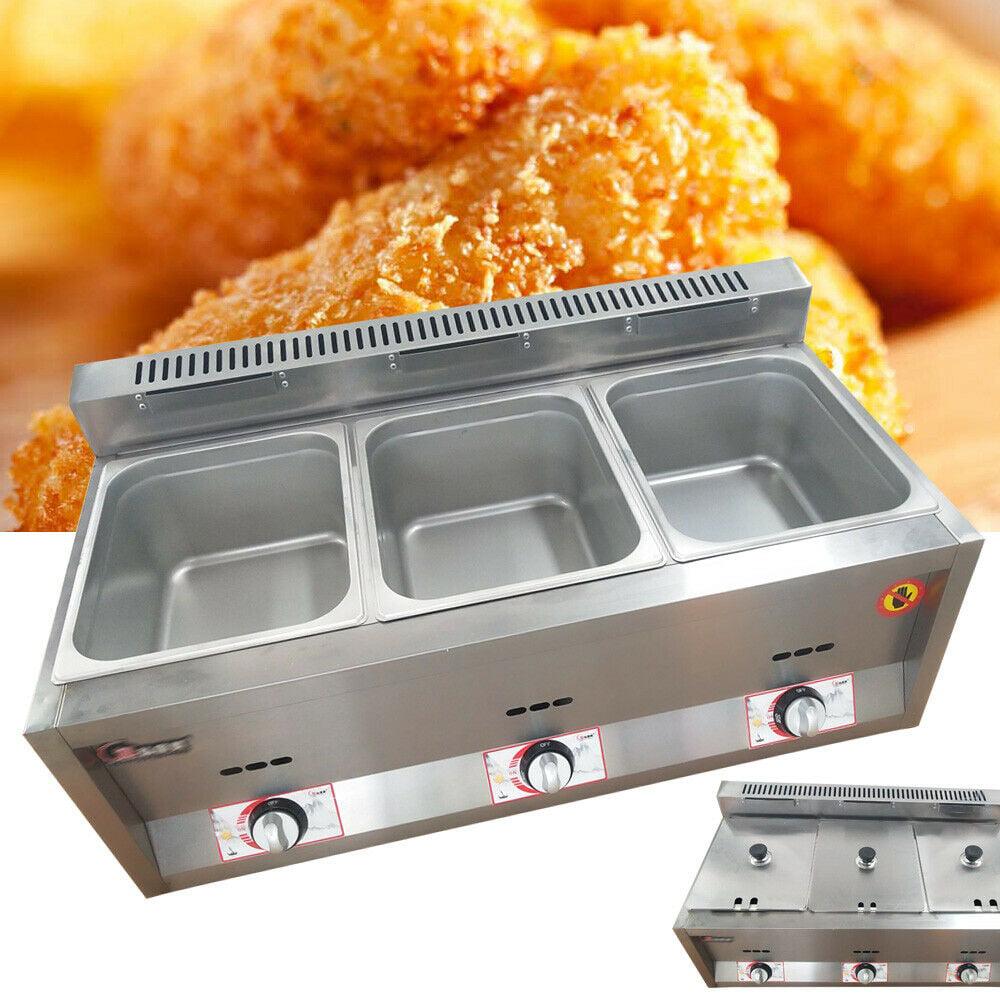 Freidora De Gas Profunda De 6 Litros Oukaning Led En Acero Inoxidable De 3 Cubos Para Cocina img #1